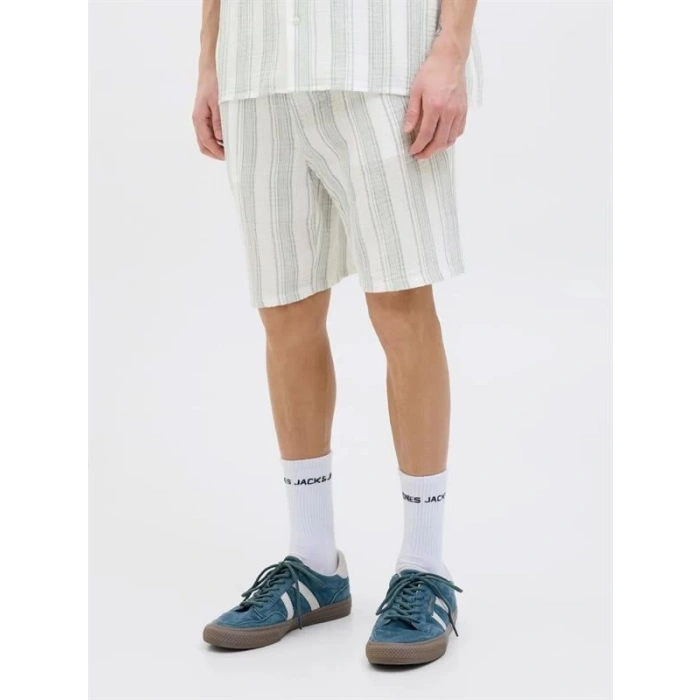 12274758 Müslin Kumaş Çizgili Ultra Hafif Erkek Short Beyaz