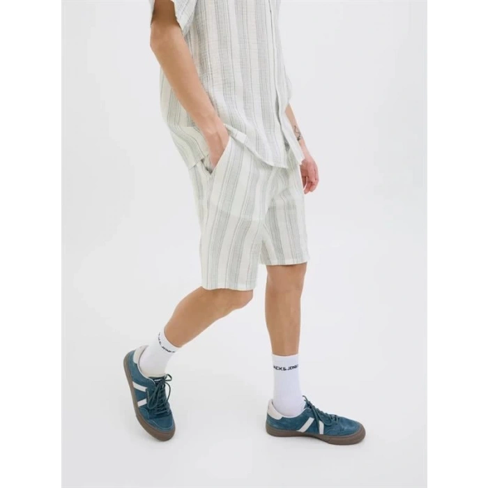 12274758 Müslin Kumaş Çizgili Ultra Hafif Erkek Short Beyaz