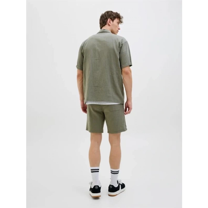 12274798 Müslin Kumaş Kısa Kollu Erkek Gömlek Haki