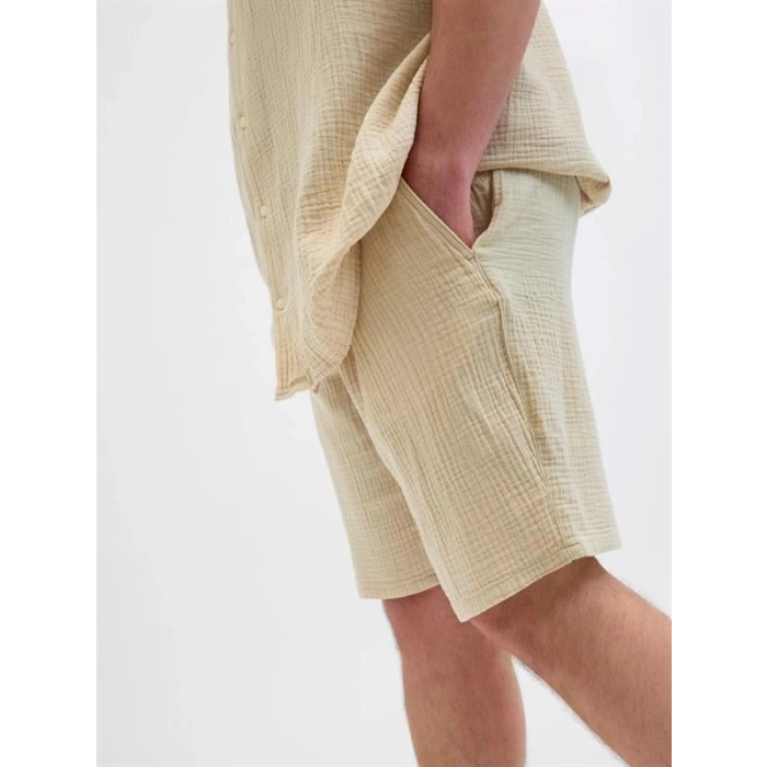 12279651 Müslin Kumaş Büyük Beden Rahat Erkek Short Bej