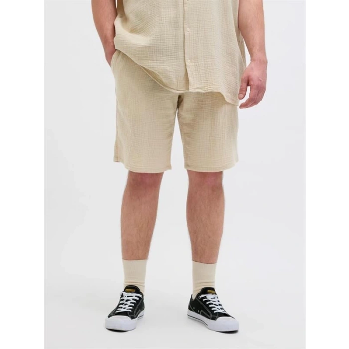 12279651 Müslin Kumaş Büyük Beden Rahat Erkek Short Bej
