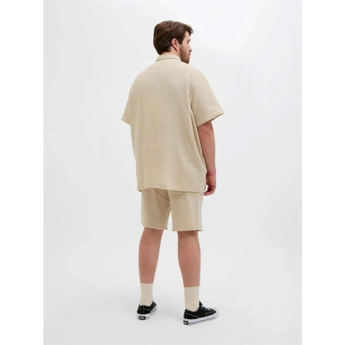 12279651 Müslin Kumaş Büyük Beden Rahat Erkek Short Bej