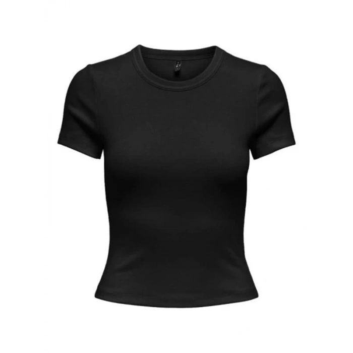 15339774 Likralı Fitilli Slim Fit Kadın T-Shirt Siyah