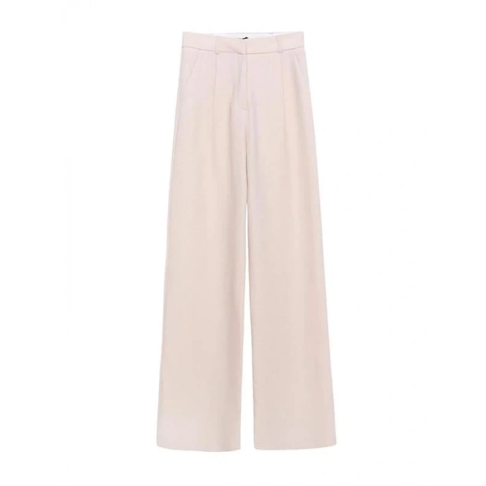 23K71073 Yüksek Bel İspanyol Paça Kumaş Pantolon