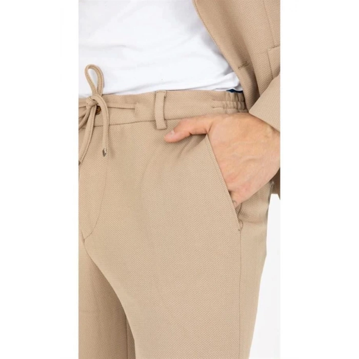 2534 Beli Lastikli Jogger Old Money Style Erkek Pantolon Bej