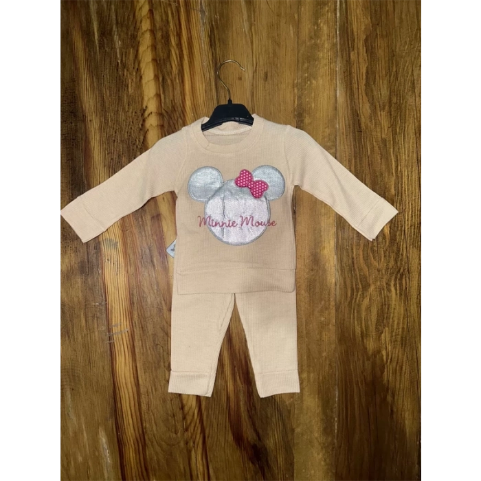 3-12 Aylık Ayıcık Desenli Takım Krem