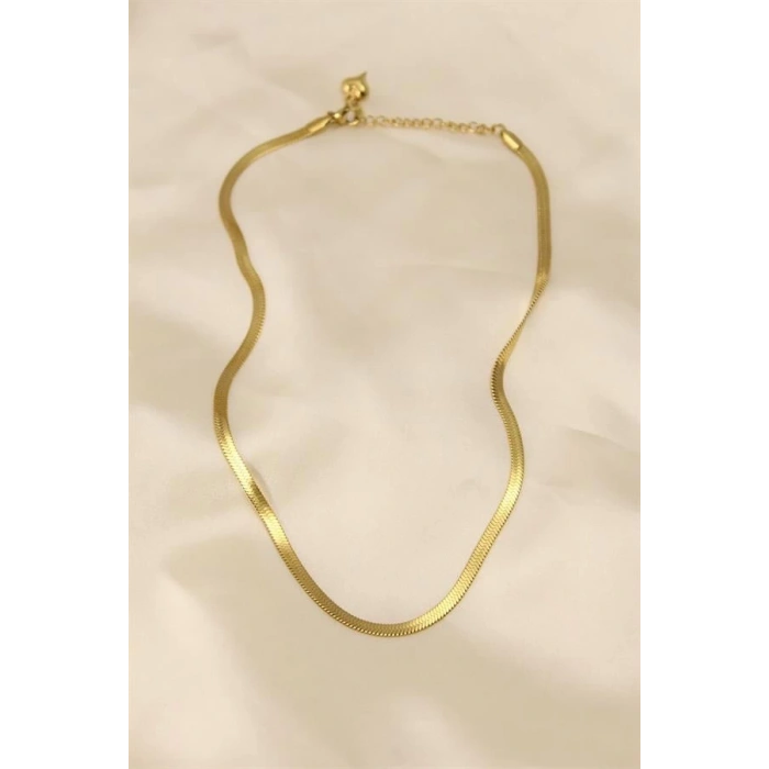 316L Çelik Altın Renk 45 cm İtalyan Zincir Model Kadın Kolye