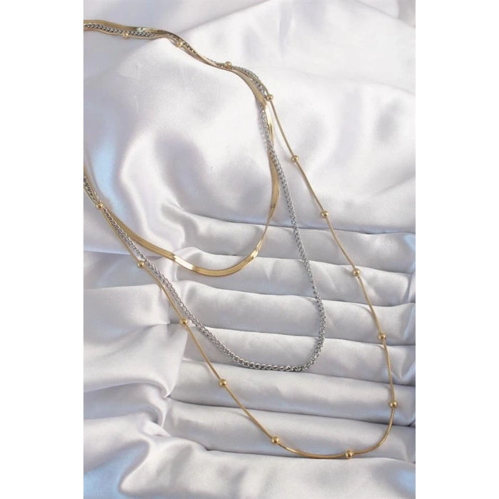 316L Çelik Çift Renk Uzun Çoklu Kolye