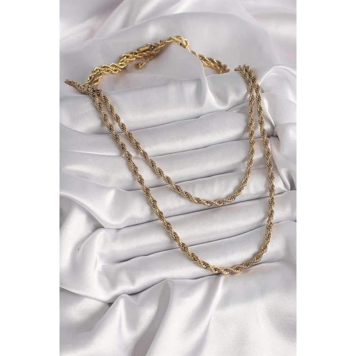 316L Çelik Gold Renk 1 Metre Burgu Zincir Kadın Kolye