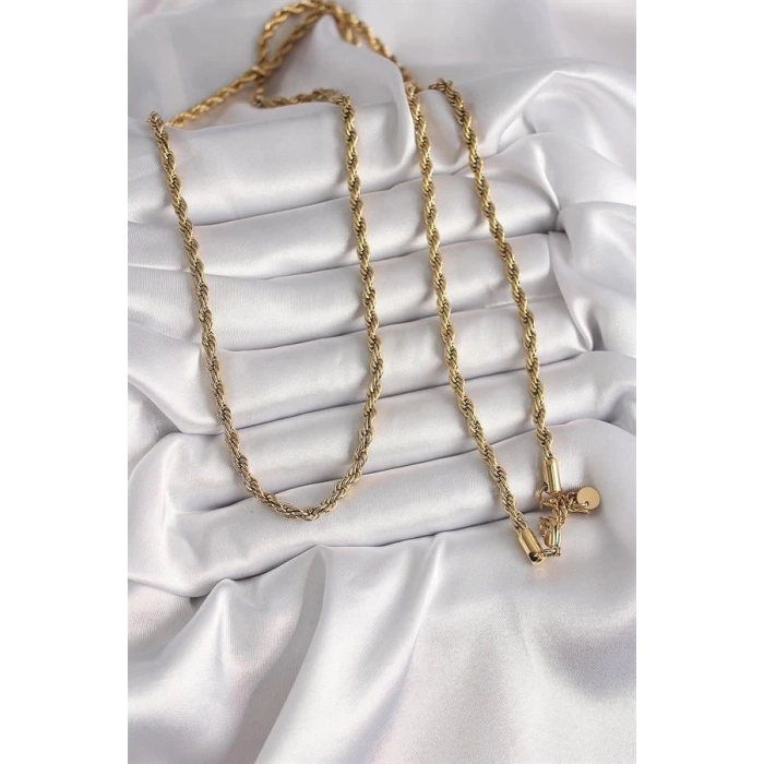 316L Çelik Gold Renk 1 Metre Burgu Zincir Kadın Kolye