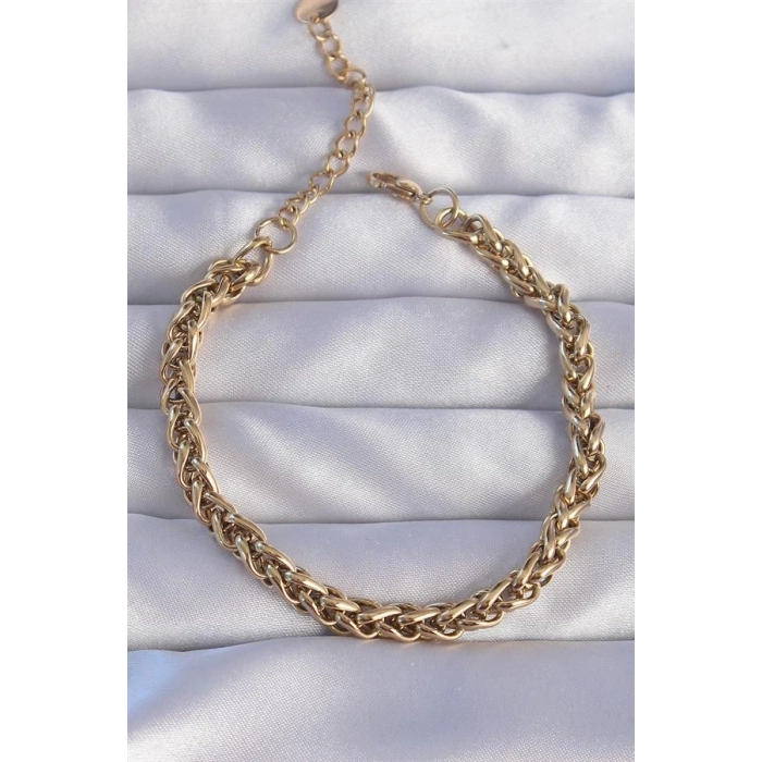 316L Çelik Gold Renk Burgu Zincir Bileklik