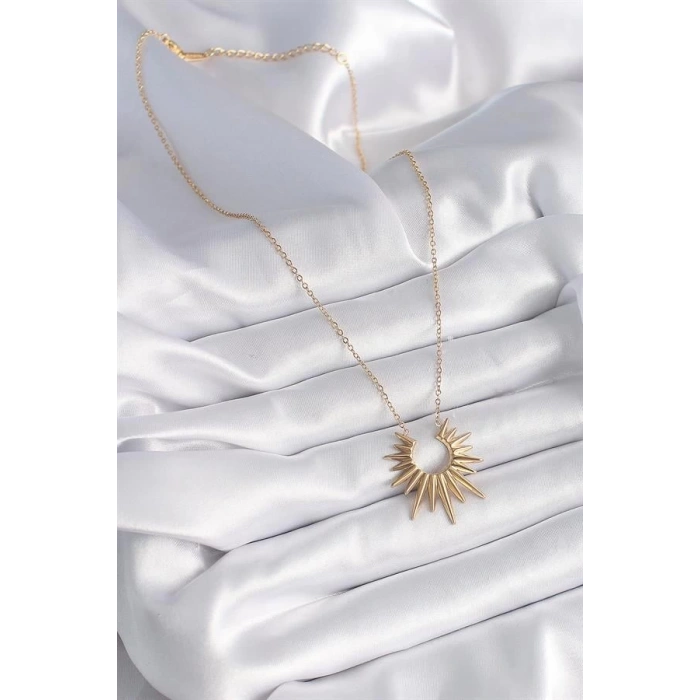 316L Çelik Gold Renk Güneş Model Vintage Kadın Kolye