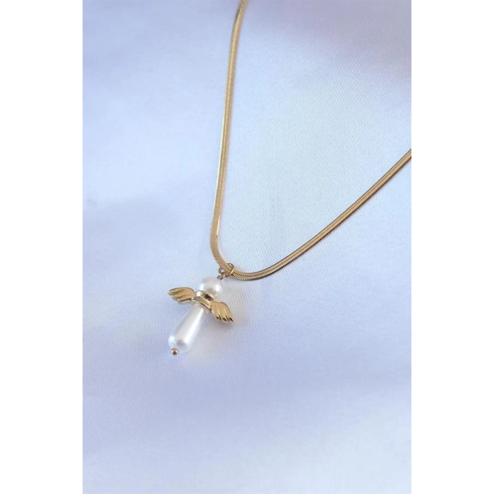 316L Çelik Gold Renk İtalyan Zincir Model Piyon Figür Kadın Kolye