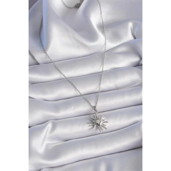316L Çelik Gold Renk Zincir Güneş Figür Kadın Kolye