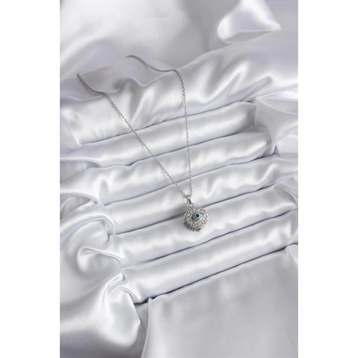 316L Çelik Gold Renk Zirkon Taşlı Göz Model Kadın Kolye