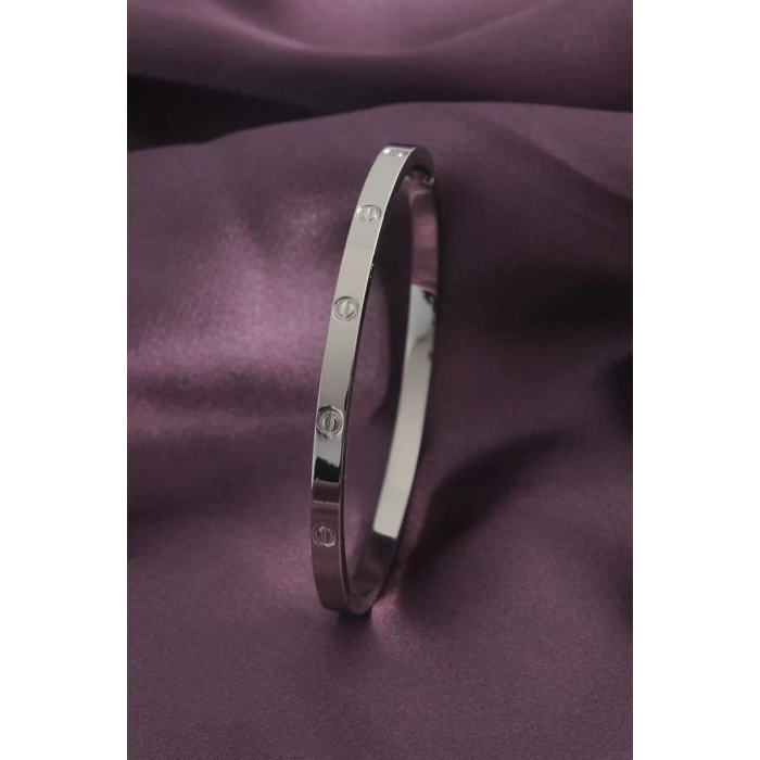 316L Çelik Gümüş Renk Kadın Kelepçe Bilezik