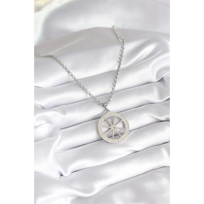 316L Çelik Gümüş Renk Zirkon Taşlı Rüya Kapanı Model İşeme Detay Kadın Kolye