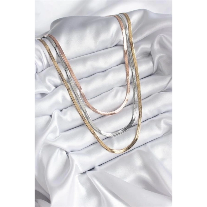 316L Çelik Mix Renk İtalyan Zincir Model Kadın Kolye