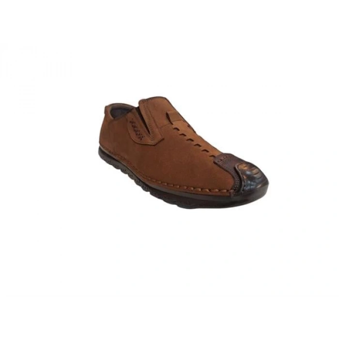 382413-1 Bağcıksız Esnek Taban Günlük Erkek Ayakkabı Tütün