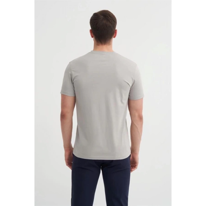 4623 Bisiklet Yaka Basıc Erkek T-Shirt Gri