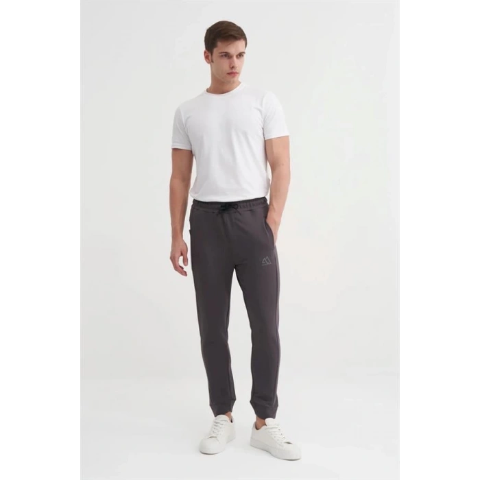 8017 2 İplik Slim Fit Erkek Eşofman Altı Gri