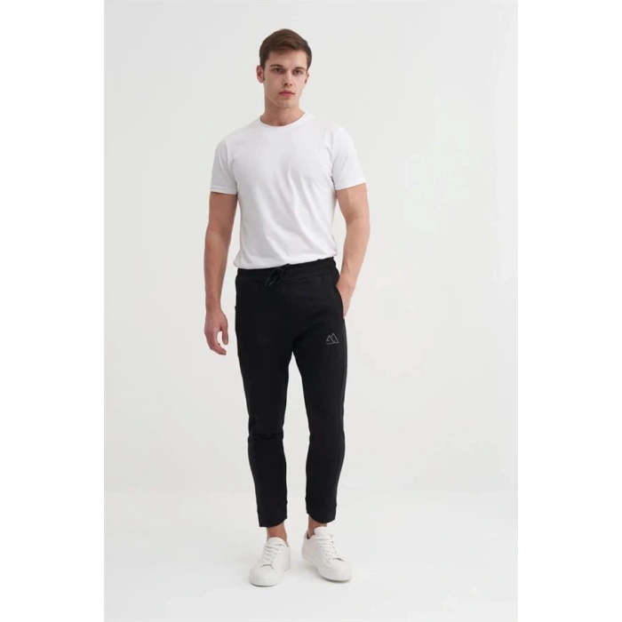 8017 2 İplik Slim Fit Erkek Eşofman Altı Siyah