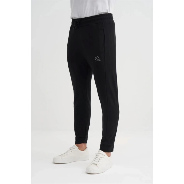 8017 2 İplik Slim Fit Erkek Eşofman Altı Siyah