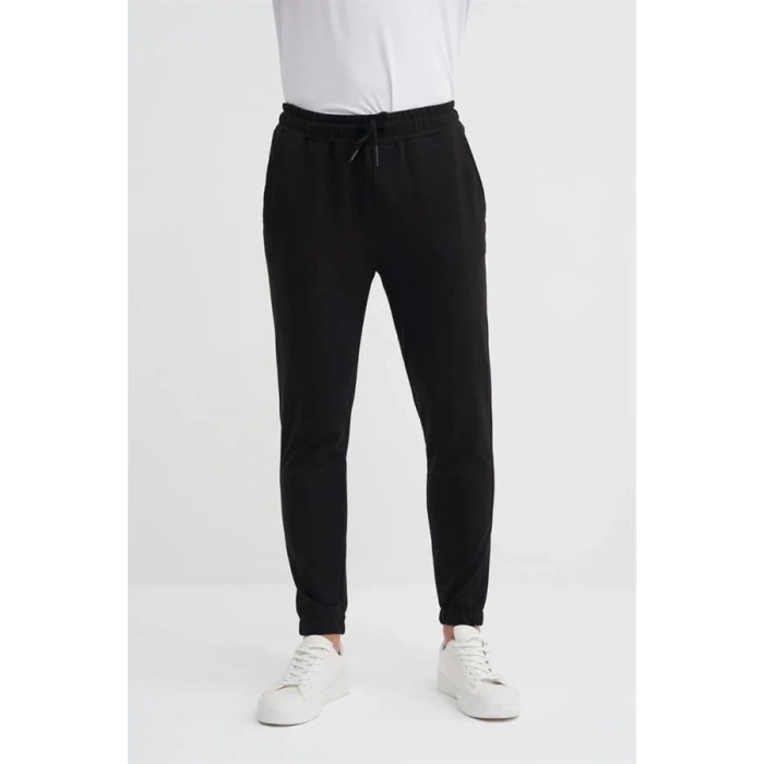 8041 2 İplik Lastik Paçalı Erkek Eşofman Altı Siyah