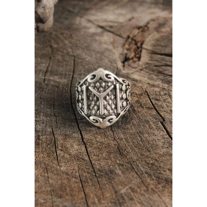 Antik Gümüş Renk IYI İşleme Ayarlanabilir Erkek Yüzük