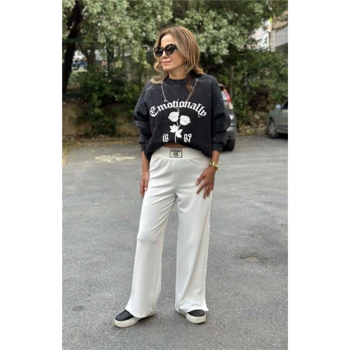 Baskılı Oversıze Kadın Sweatshirt