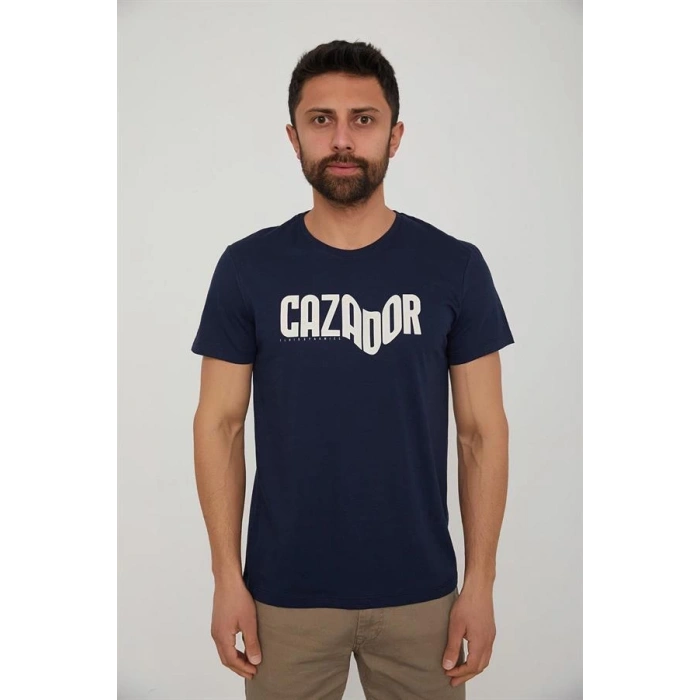 Bisiklet Yaka Baskılı Erkek T-Shirt