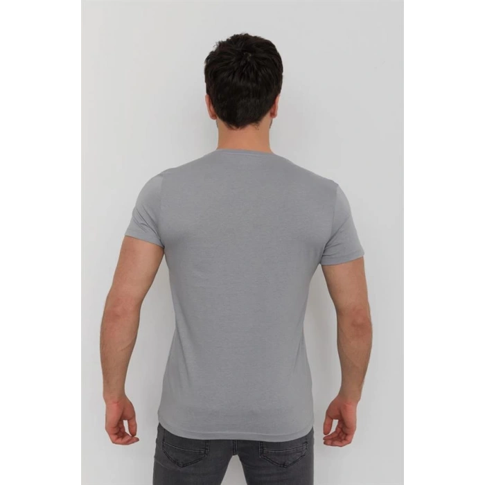 Bisiklet Yaka Baskılı Erkek T-Shirt