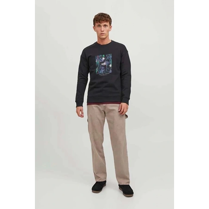 Bisiklet Yaka Baskılı Sweatshirt