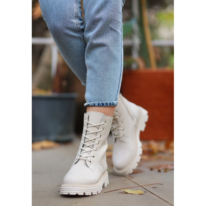 Bria Bej Cilt Bağcıklı Bot