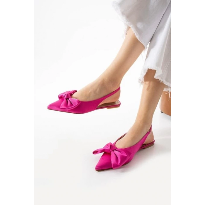 Cenya Fuşya Saten Babet Ayakkabı