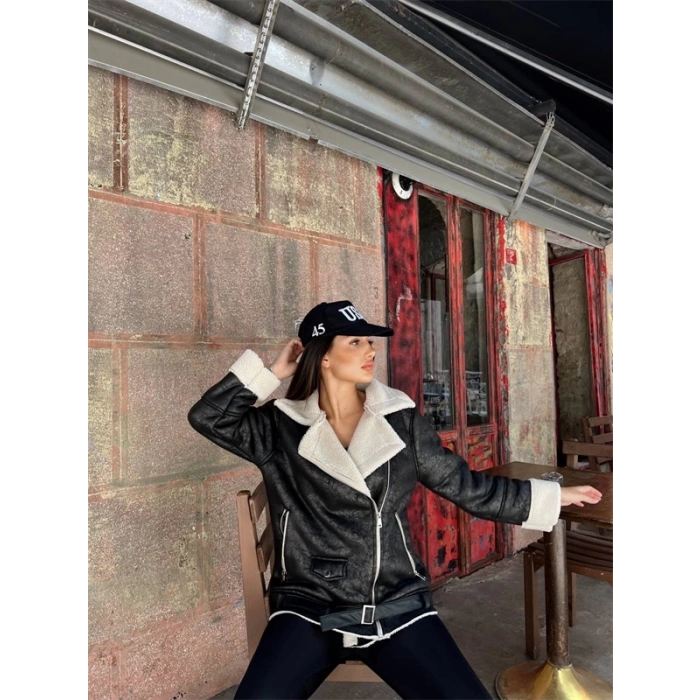 Chanel Deri Süet Kraşlı İçi Peluşlu Kaplama Kaban