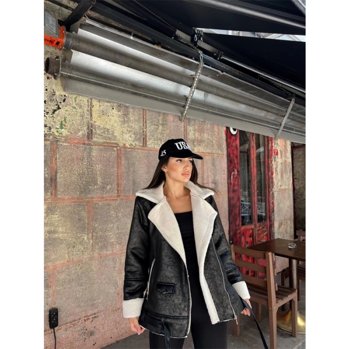 Chanel Deri Süet Kraşlı İçi Peluşlu Kaplama Kaban