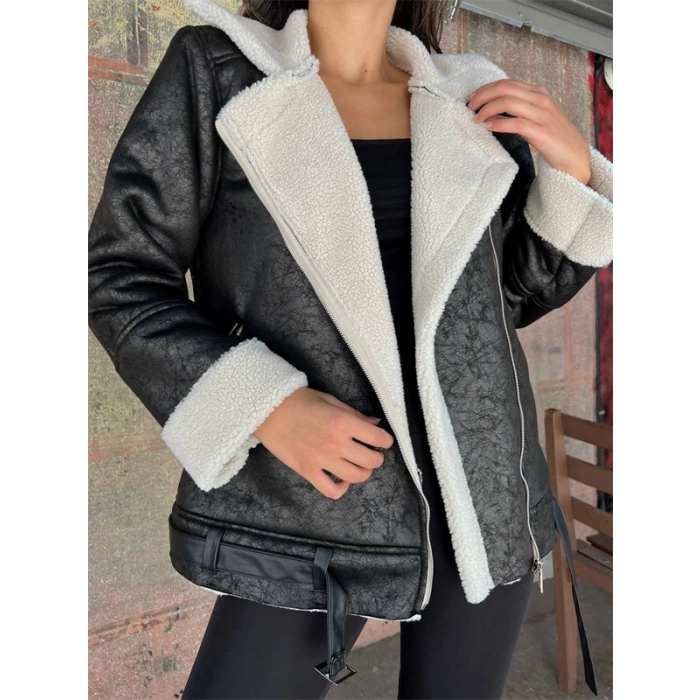 Chanel Deri Süet Kraşlı İçi Peluşlu Kaplama Kaban