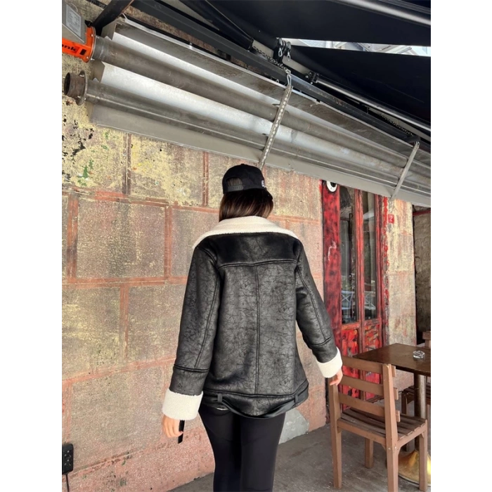 Chanel Deri Süet Kraşlı İçi Peluşlu Kaplama Kaban