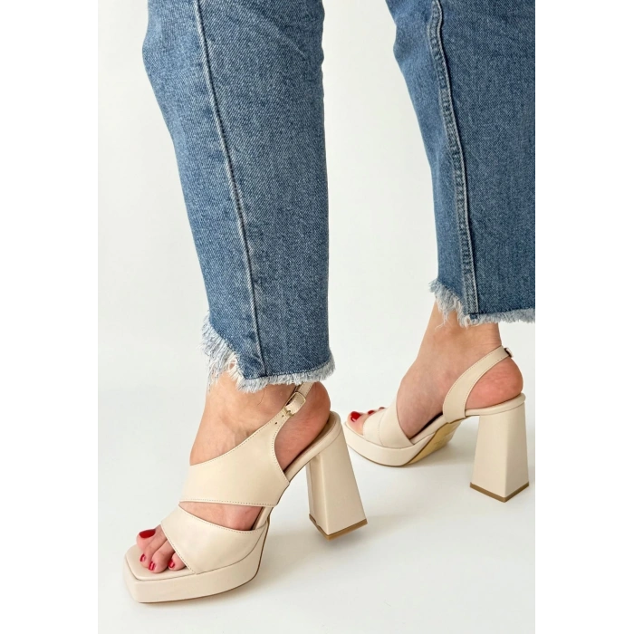 Cica Bej Cilt Topuklu Ayakkabı