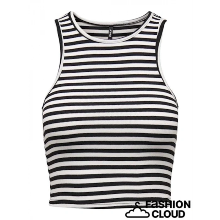 Çizgi Desen Askılı Kadın Crop Atlet