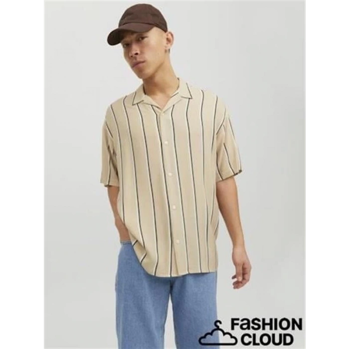 Çizgili Kısa Kollu Apaş Yaka Erkek Gömlek