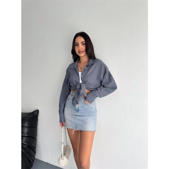 Çizgili oversize gömlek