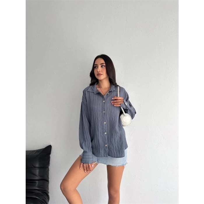 Çizgili oversize gömlek