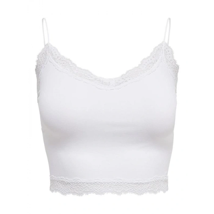 Dantel Yaka İp Askılı Crop