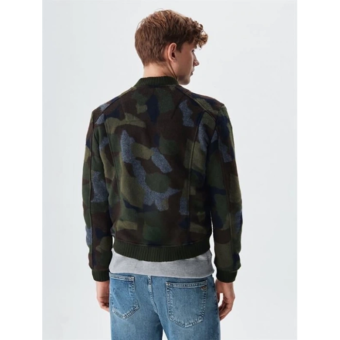 Dazoko Kamuflaj Desenli Fermuarlı Erkek Mont