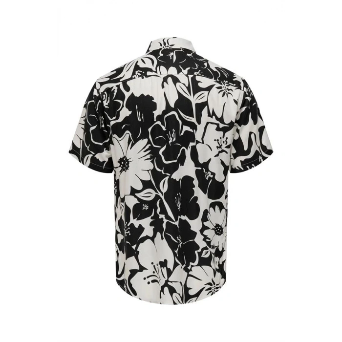 Erkek Çiçek Desenli Kısa Kollu Erkek Gömlek