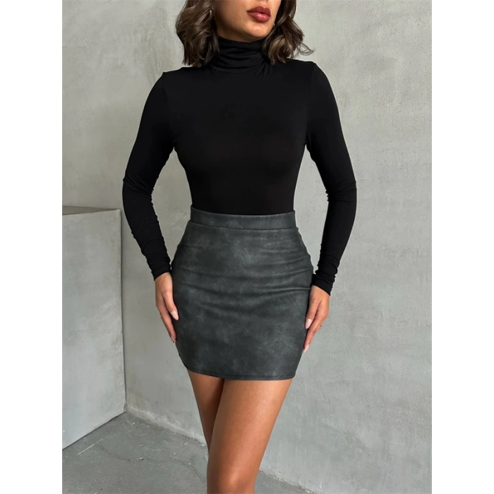 Eskitme deri mini etek