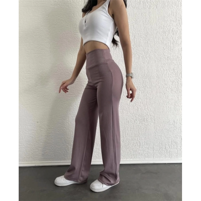 Fitilli Palazzo Pantolon Sütlükahve