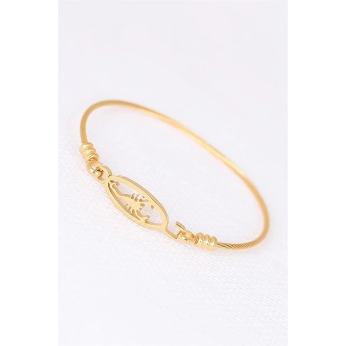 Gold Çelik Akrepli Erkek Kelepçe Bileklik